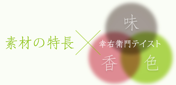 素材の特長×幸右衛門テイスト「味」「香」「色」
